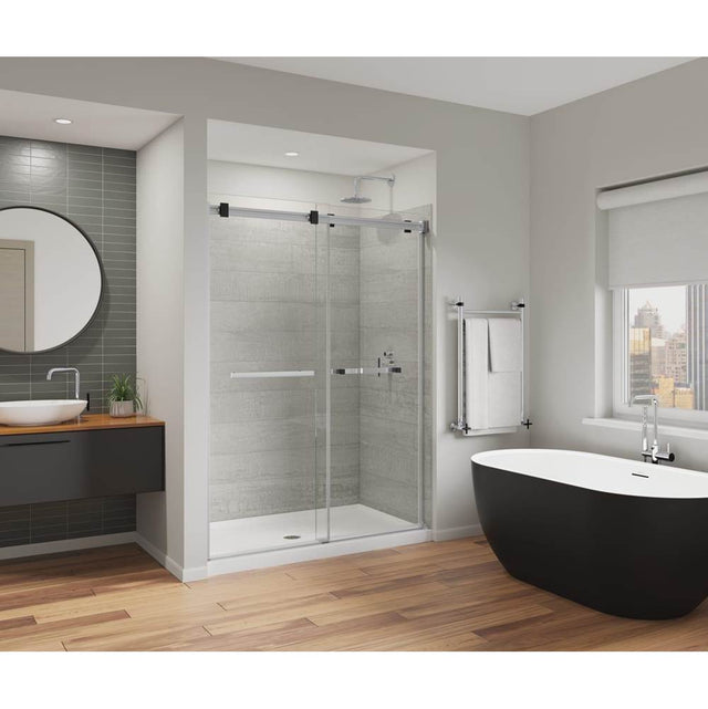 Maax - Duel Alto 56-59 X 78 in. 8mm Bypass Shower Door for Alcove Installation with GlassShield glass in Chrome & Matte Black