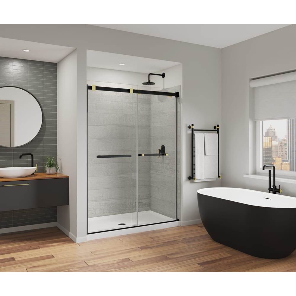 Maax - Duel Alto 56-59 X 78 in. 8mm Bypass Shower Door for Alcove Installation with GlassShield glass in Matte Black & Brushed Gold
