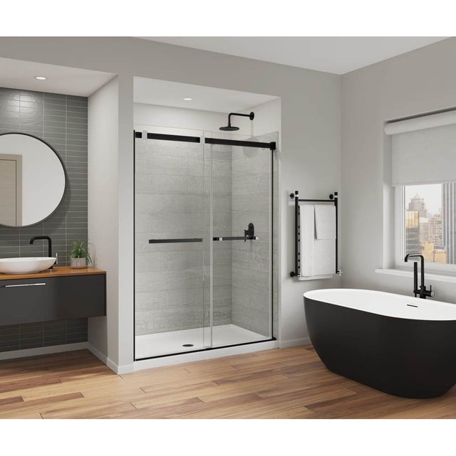 Maax - Duel Alto 56-59 X 78 in. 8mm Bypass Shower Door for Alcove Installation with GlassShield glass in Matte Black & Chrome