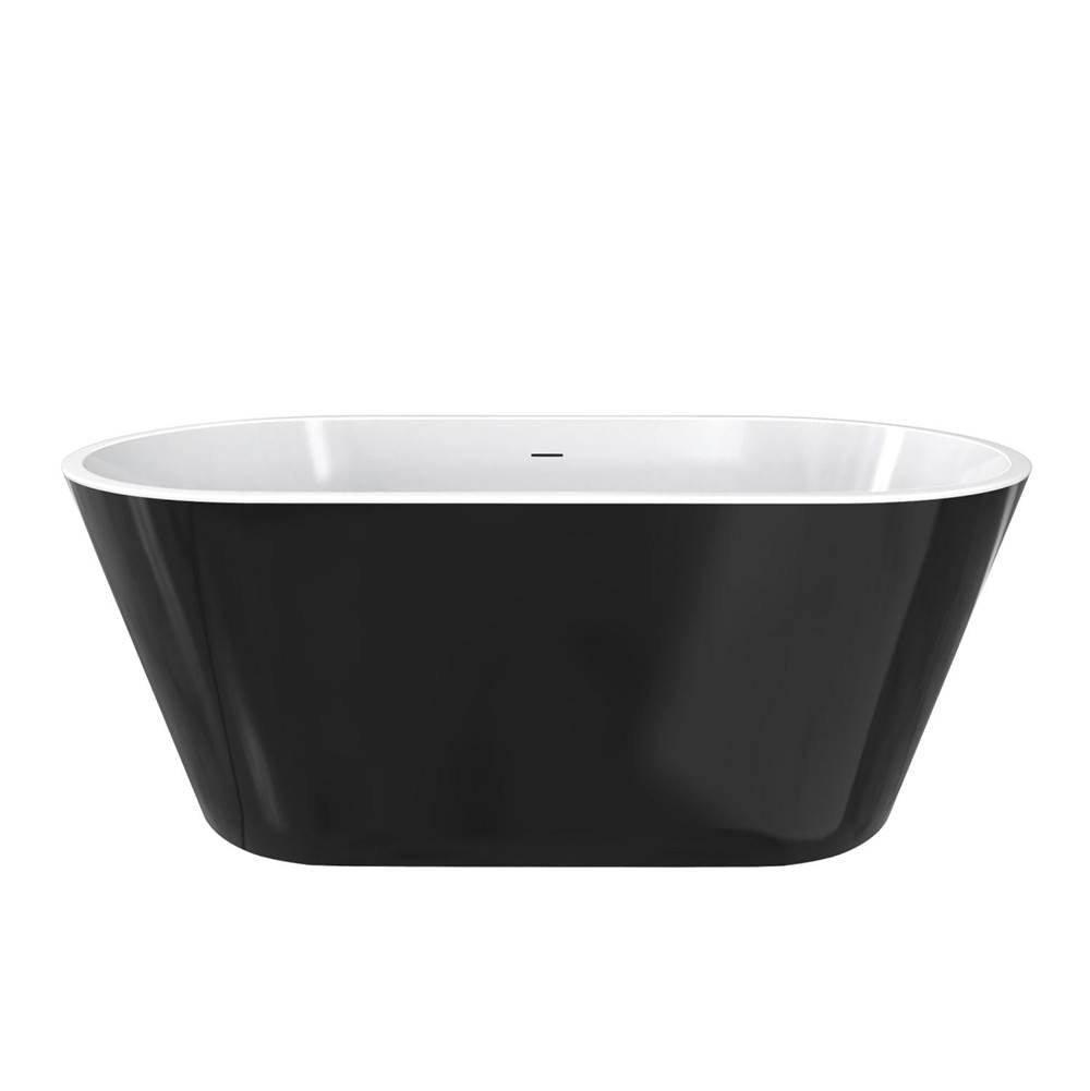 Calinda 60 x 30 Acrylic Freestanding Oval Center Drain Bathtub in Black
