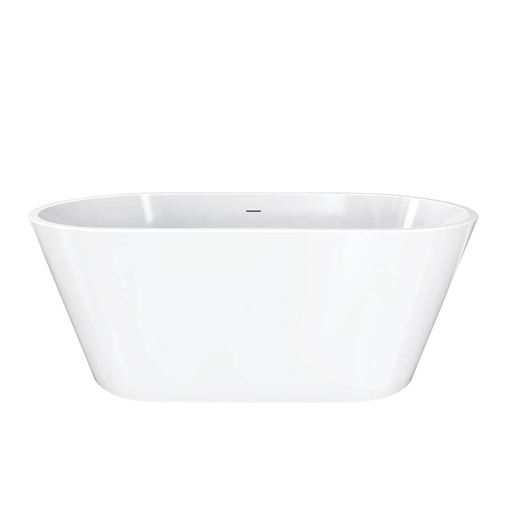 Calinda 60 x 30 Acrylic Freestanding Oval Center Drain Bathtub in White