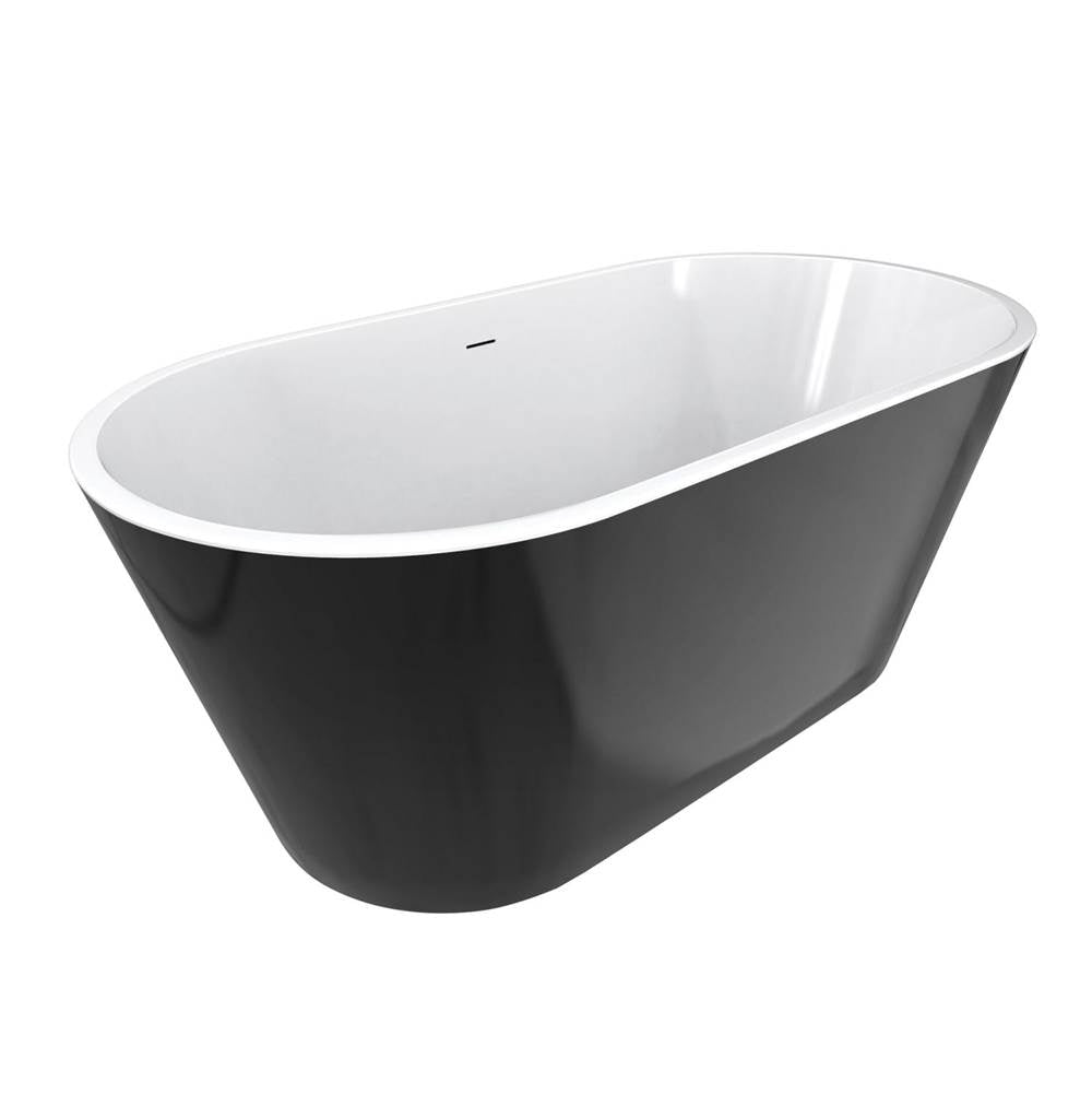 Calinda 60 x 30 Acrylic Freestanding Oval Center Drain Bathtub in Black