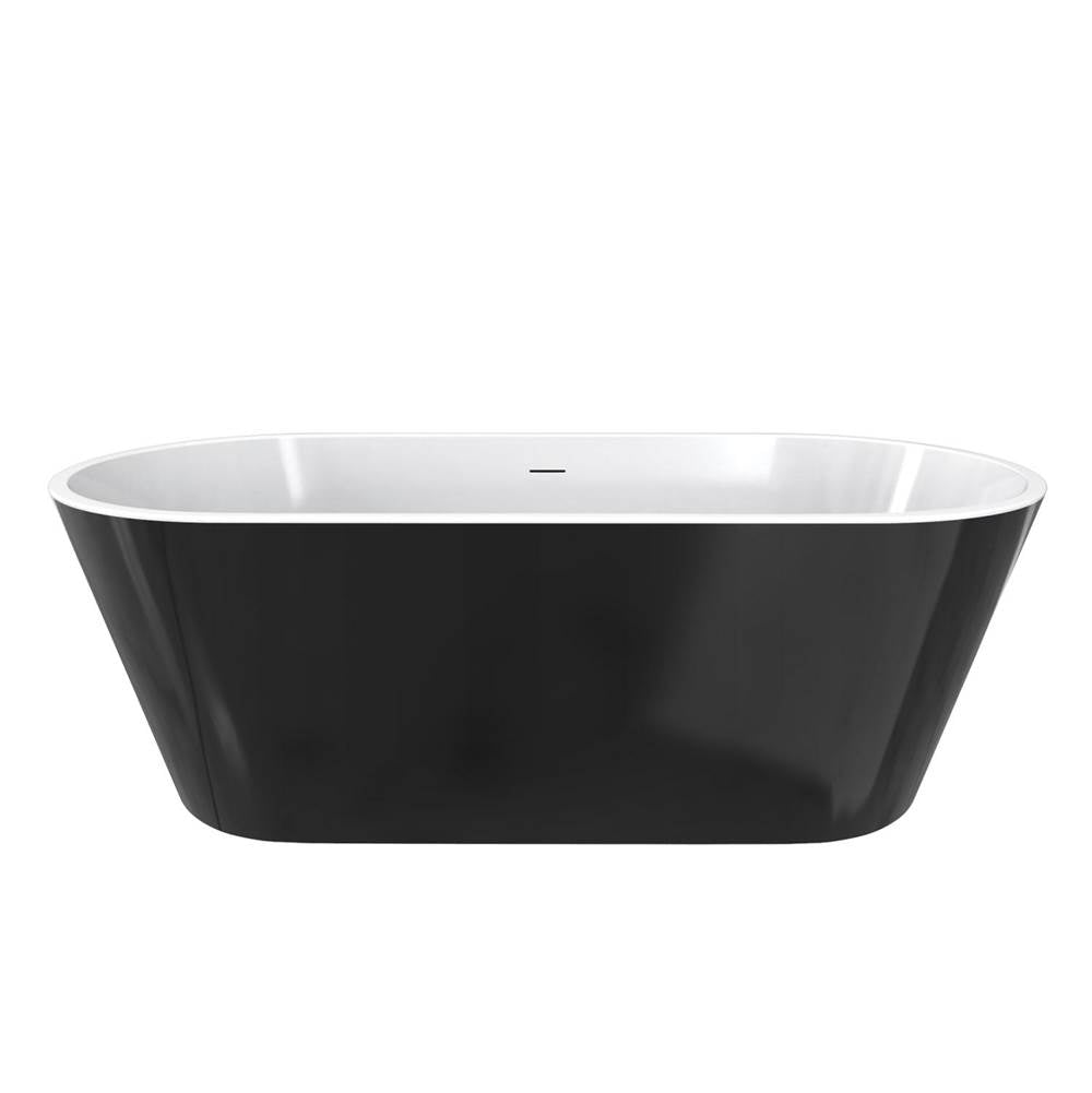 Calinda 67 x 31 Acrylic Freestanding Oval Center Drain Bathtub in Black