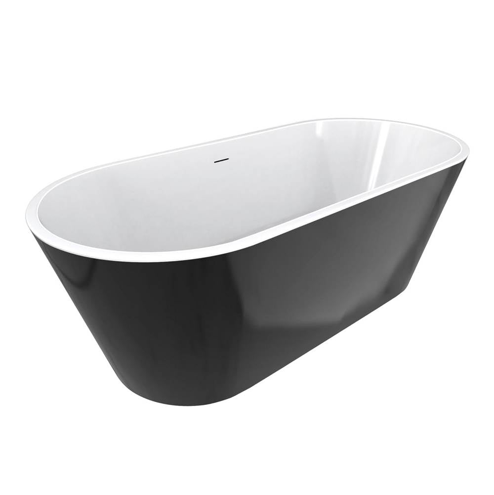 Calinda 67 x 31 Acrylic Freestanding Oval Center Drain Bathtub in Black