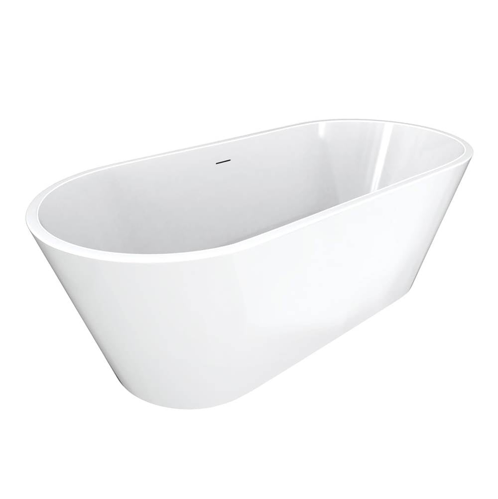 Calinda 67 x 31 Acrylic Freestanding Oval Center Drain Bathtub in White