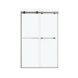 Duel 44-47 x 70.5-74 in. 8 mm Bypass Shower Door for Alcove Installation with Clear glass in Brushed Nickel & Matte Black