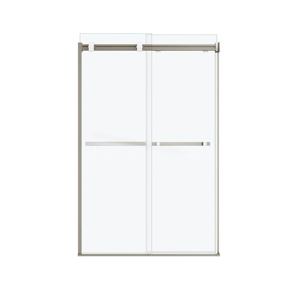 Duel 44-47 x 70.5-74 in. 8 mm Bypass Shower Door for Alcove Installation with Clear glass in Brushed Nickel & Matte White