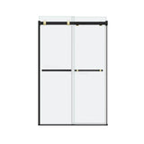 Duel 44-47 x 70.5-74 in. 8 mm Bypass Shower Door for Alcove Installation with Clear glass in Matte Black & Brushed Gold