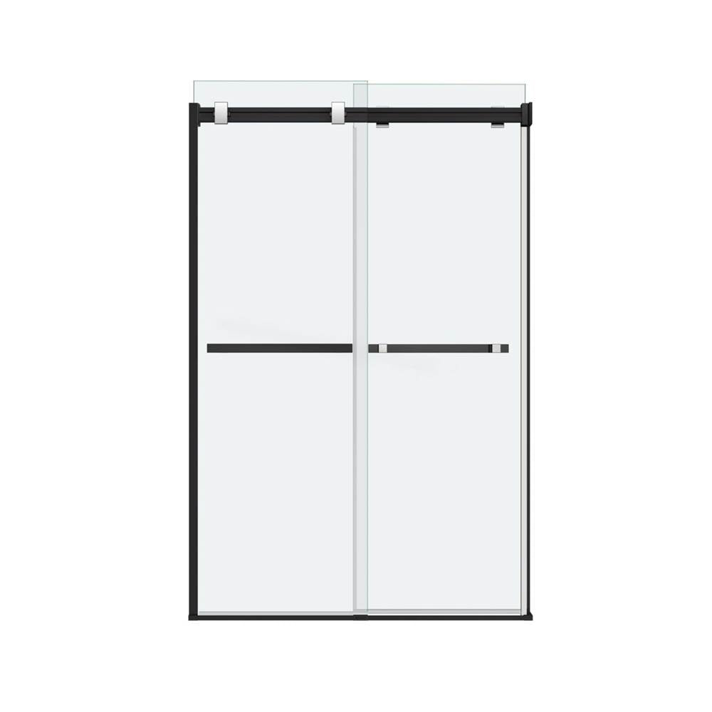 Duel 44-47 x 70.5-74 in. 8 mm Bypass Shower Door for Alcove Installation with Clear glass in Matte Black & Chrome