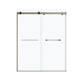 Duel 56-58.5 x 70.5-74 in. 8 mm Bypass Shower Door for Alcove Installation with Clear glass in Brushed Nickel & Matte Black