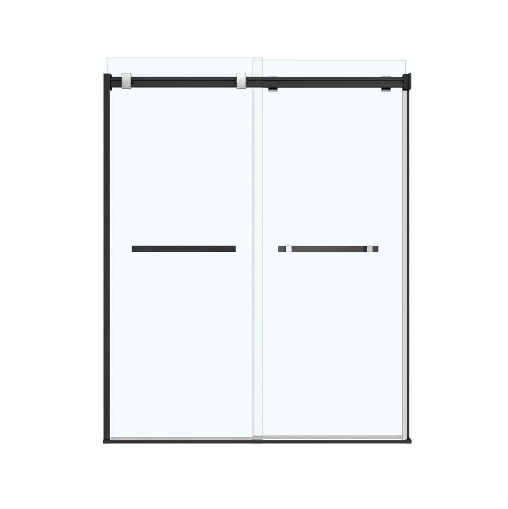 Duel 56-58.5 x 70.5-74 in. 8 mm Bypass Shower Door for Alcove Installation with Clear glass in Matte Black & Chrome