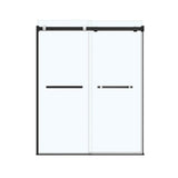 Duel 56-58.5 x 70.5-74 in. 8 mm Bypass Shower Door for Alcove Installation with Clear glass in Matte Black & Chrome