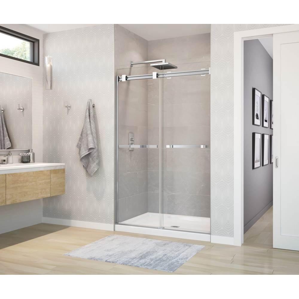Maax - Duel 44-47 x 70.5-74 in. 8 mm Bypass Shower Door for Alcove Installation with Clear glass in Chrome & Matte White