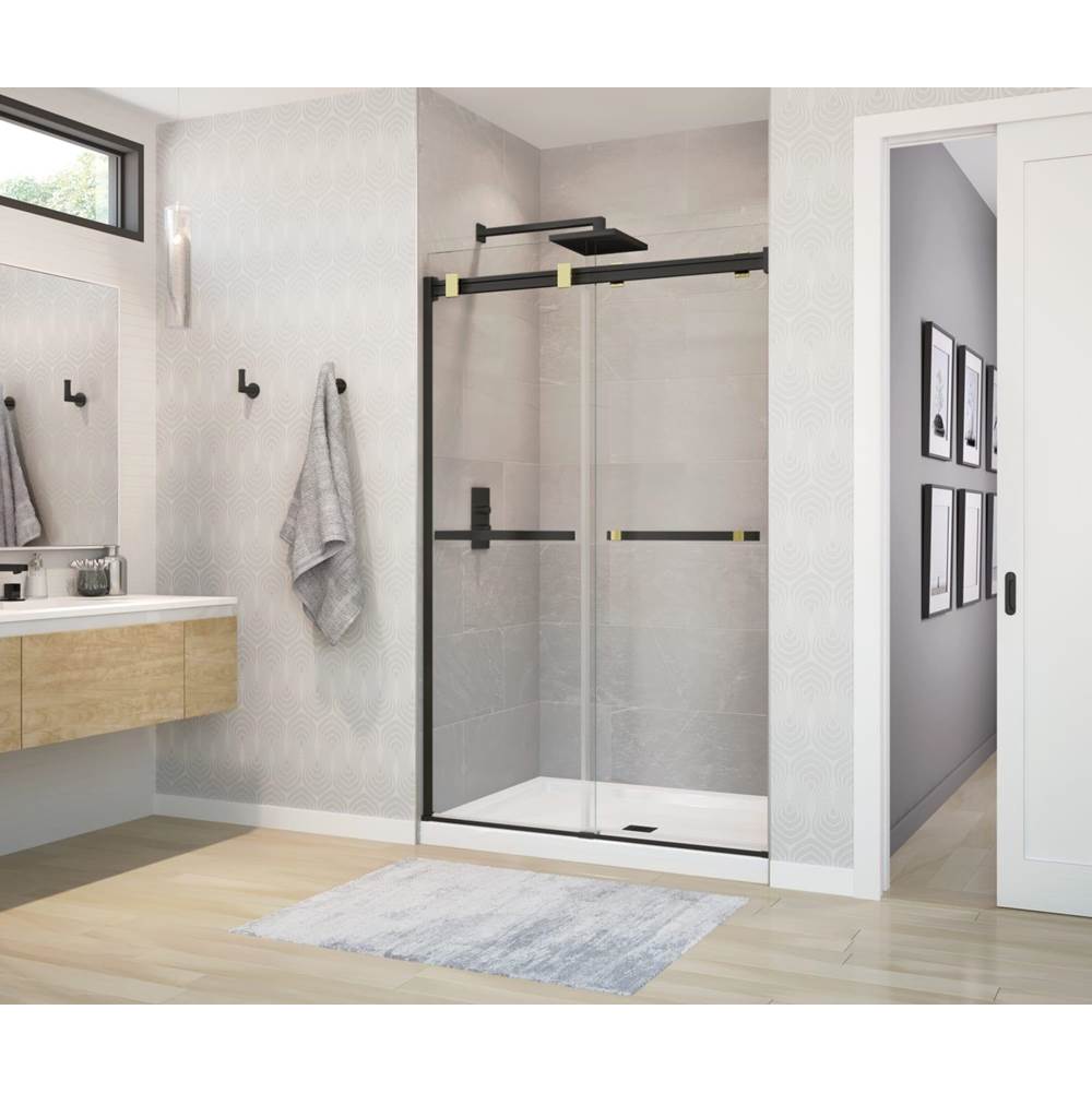 Maax - Duel 44-47 x 70.5-74 in. 8 mm Bypass Shower Door for Alcove Installation with Clear glass in Matte Black & Brushed Gold