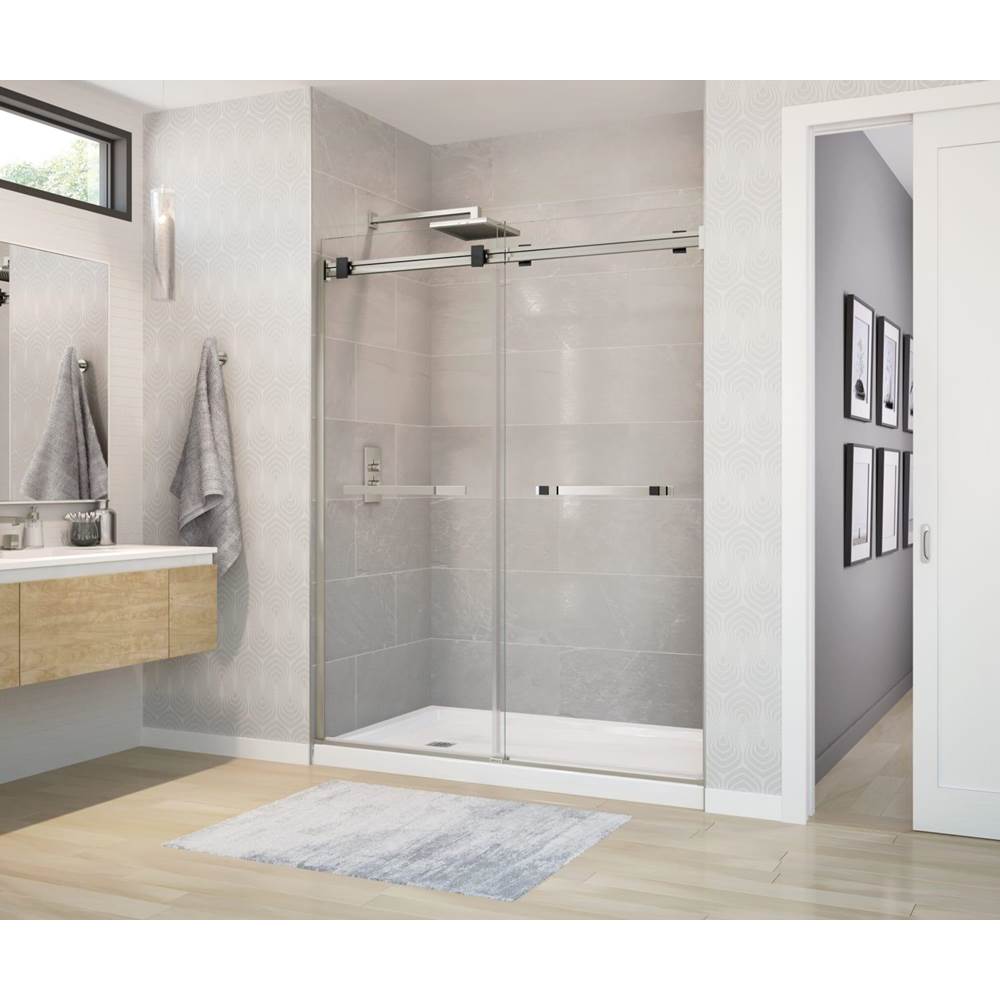 Maax - Duel 56-58.5 x 70.5-74 in. 8 mm Bypass Shower Door for Alcove Installation with Clear glass in Brushed Nickel & Matte Black
