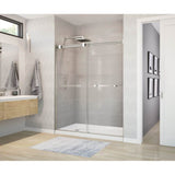 Maax - Duel 56-58.5 x 70.5-74 in. 8 mm Bypass Shower Door for Alcove Installation with Clear glass in Brushed Nickel & Matte White