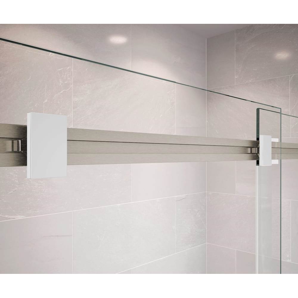 Duel 44-47 x 70.5-74 in. 8 mm Bypass Shower Door for Alcove Installation with Clear glass in Brushed Nickel & Matte White