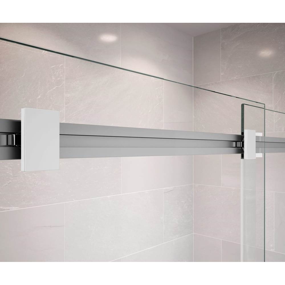 Duel 44-47 x 70.5-74 in. 8 mm Bypass Shower Door for Alcove Installation with Clear glass in Chrome & Matte White