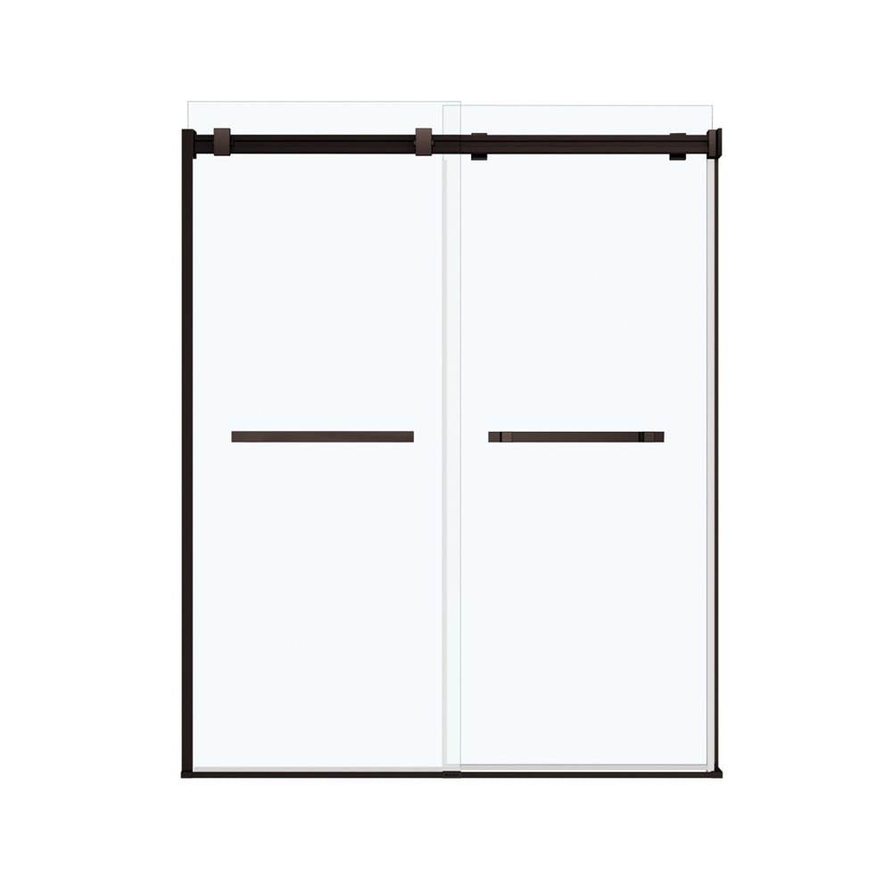Duel 56-58.5 x 70.5-74 in. 8mm Bypass Shower Door for Alcove Installation with Clear glass in Dark Bronze