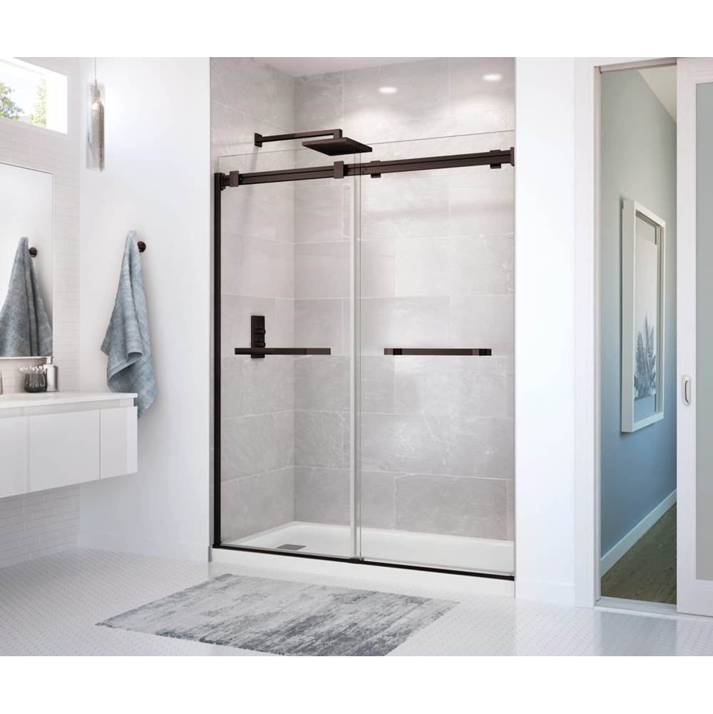 Maax - Duel 56-58.5 x 70.5-74 in. 8mm Bypass Shower Door for Alcove Installation with Clear glass in Dark Bronze