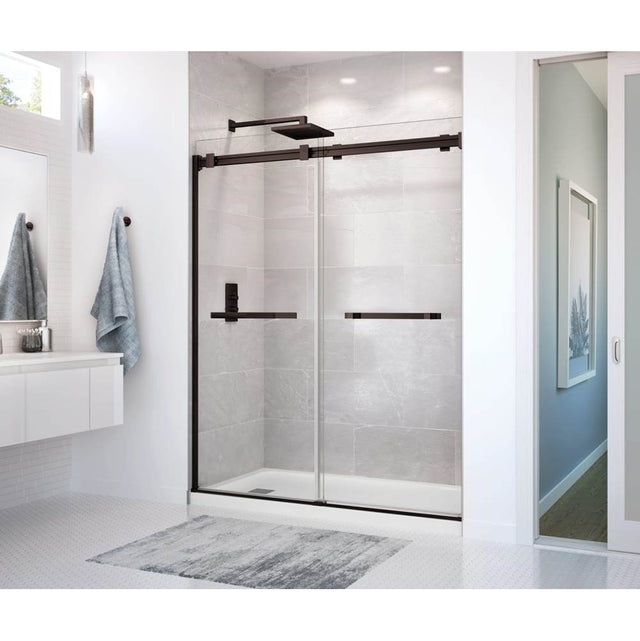 Maax - Duel 56-58.5 x 70.5-74 in. 8mm Bypass Shower Door for Alcove Installation with Clear glass in Dark Bronze