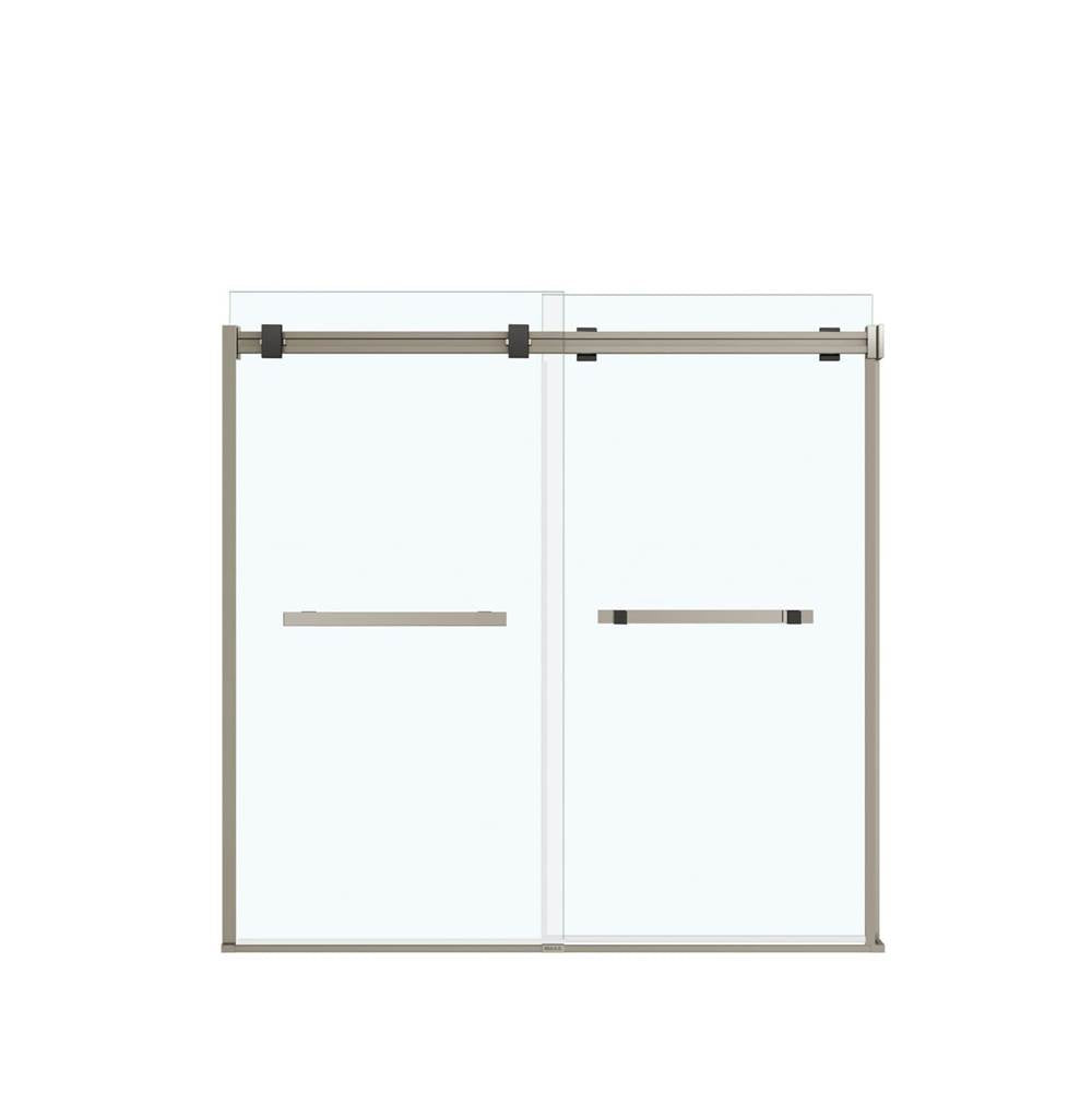Duel 56-59 x 55.5 x 59 in. 8 mm Bypass Tub Door for Alcove Installation with Clear glass in Brushed Nickel & Matte Black