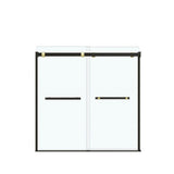 Duel 56-59 x 55.5 x 59 in. 8 mm Bypass Tub Door for Alcove Installation with Clear glass in Matte Black & Brushed Gold