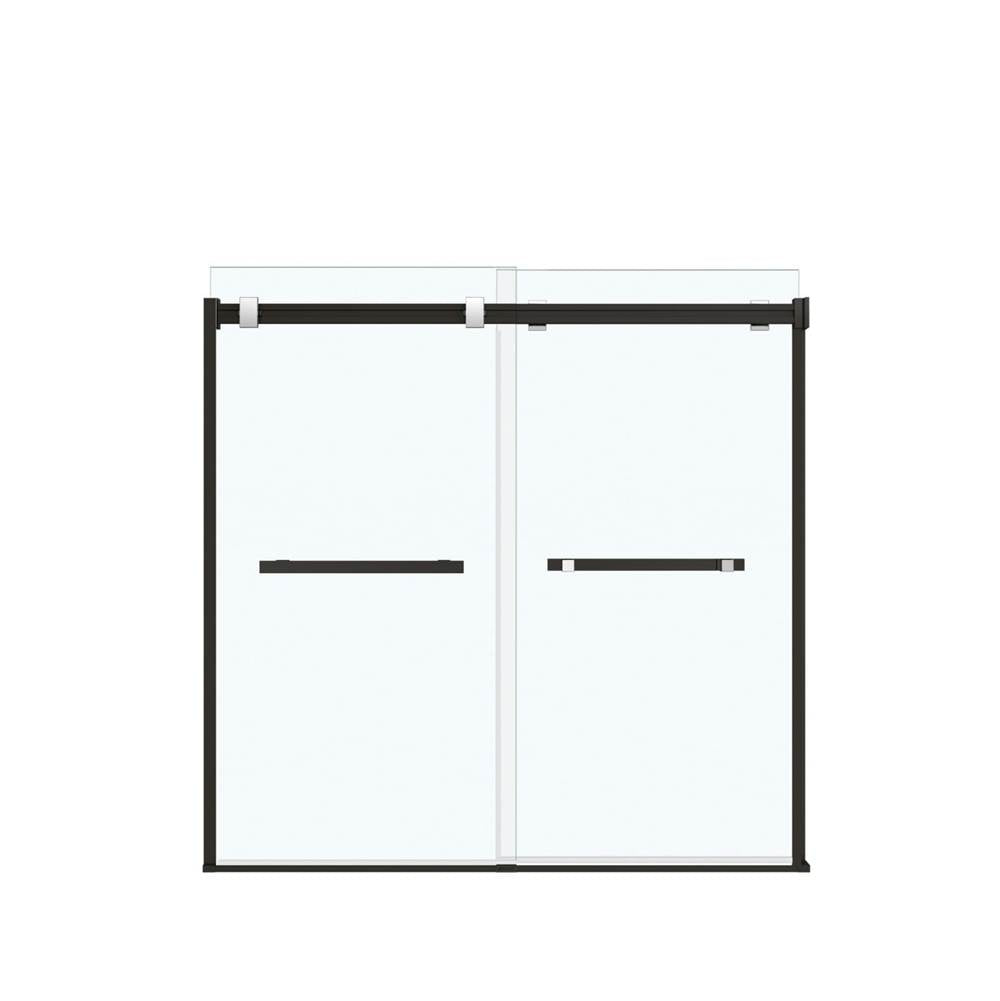 Duel 56-59 x 55.5 x 59 in. 8 mm Bypass Tub Door for Alcove Installation with Clear glass in Matte Black & Chrome