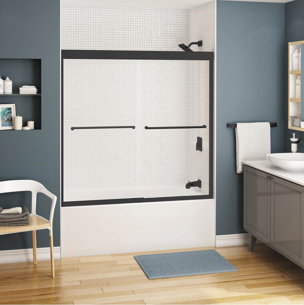Maax - Kameleon 55-59 x 57 in. 8 mm Bypass Tub Door for Alcove Installation with Clear glass in Matte Black