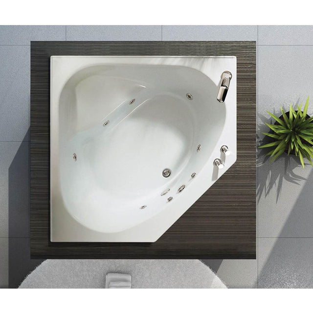 Maax - Tandem 5454 Acrylic Corner Center Drain Whirlpool Bathtub in White - White