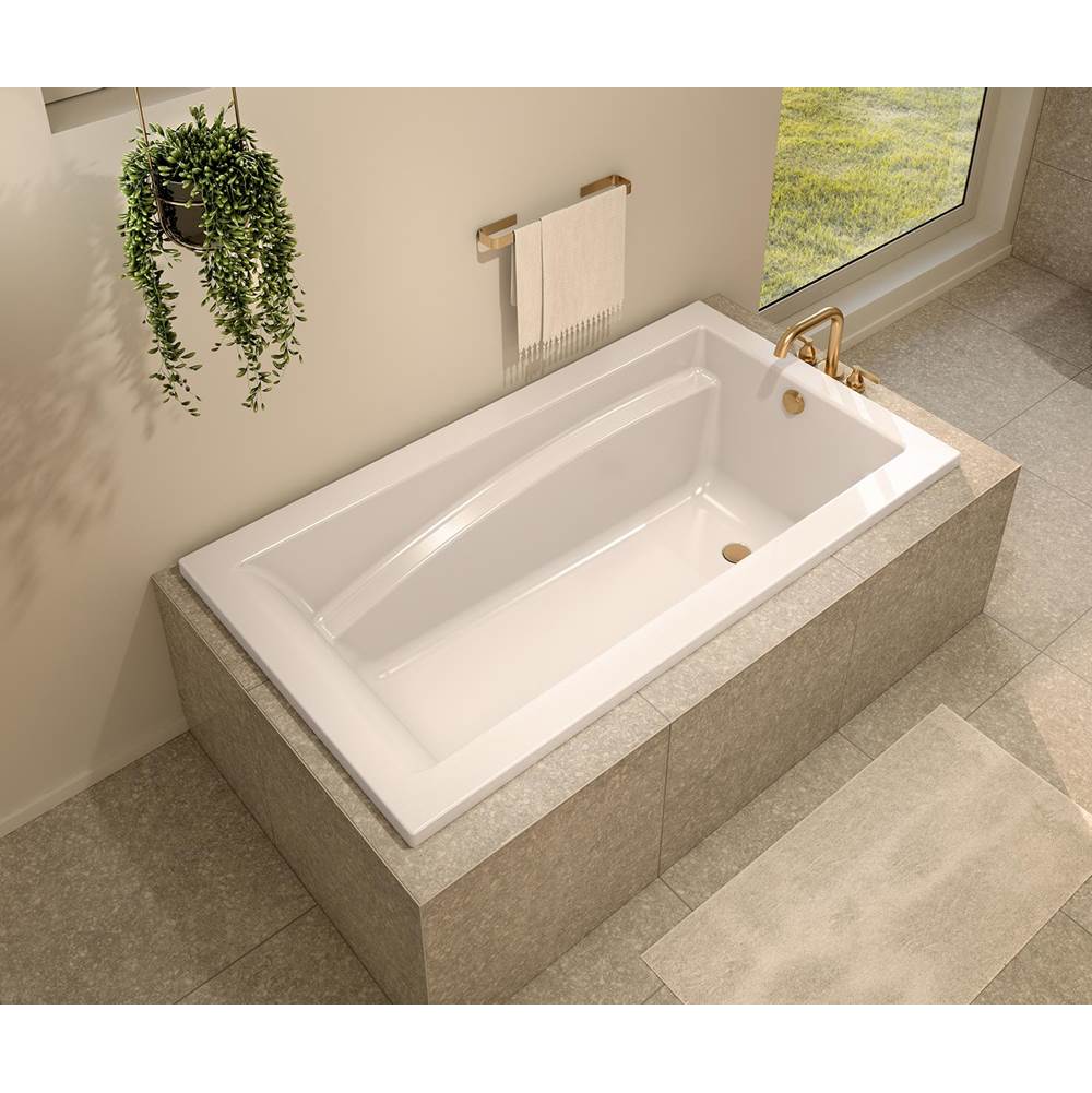 Optik 6636 Acrylic Alcove End Drain Combined Hydrofeel & Aerofeel Bathtub in White