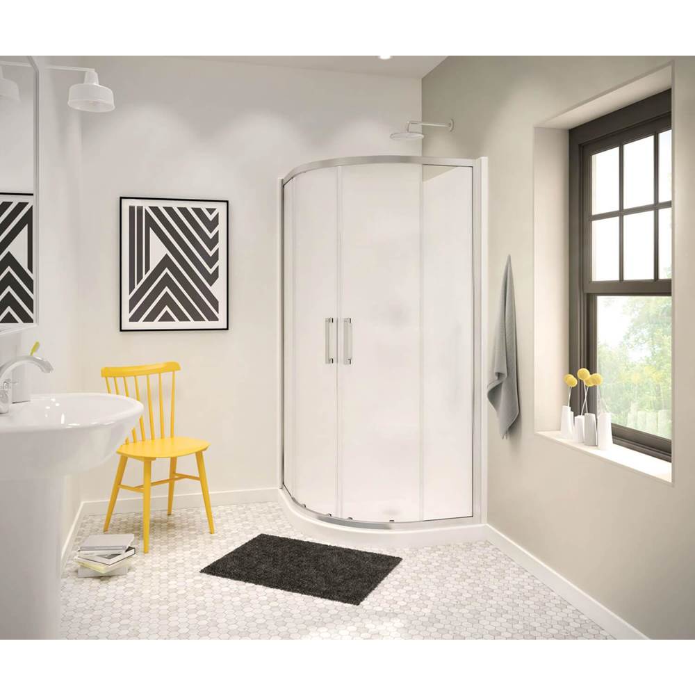 Neo-round Base 36 3 in. 36 x 36 Acrylic Corner Left or Right Shower Base with Corner Drain in White