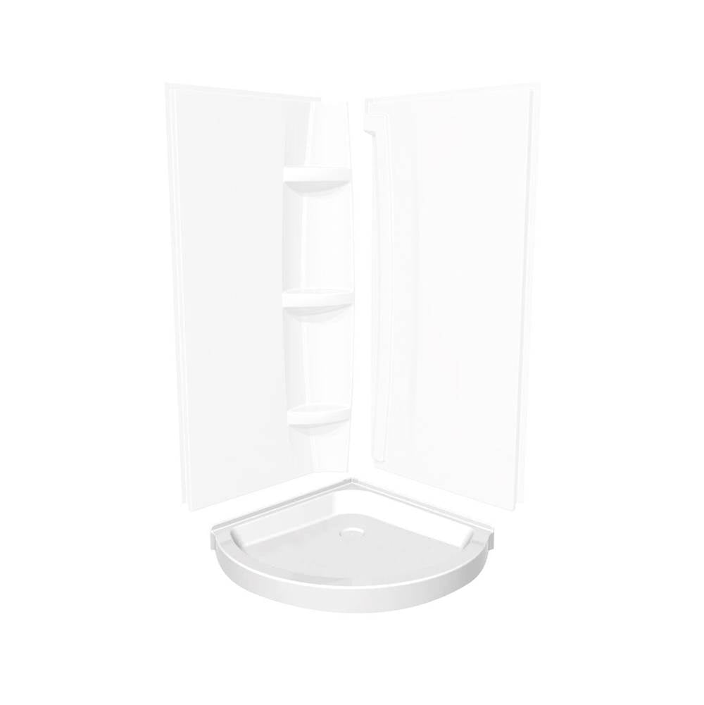 Round Base 36 3 in. 36 x 36 Acrylic Corner Left or Right Shower Base with Corner Drain in White