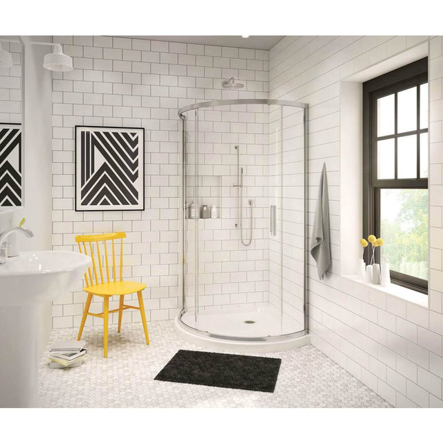 Maax - Round Base 36 3 in. 36 x 36 Acrylic Corner Left or Right Shower Base with Corner Drain in White - White