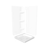 Square Base 32 3 in. 32 x 32 Acrylic Corner Left or Right Shower Base with Corner Drain in White