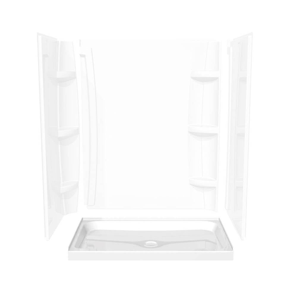 Rectangular Base 4832 3 in. Acrylic Alcove Shower Base with Center Drain in White