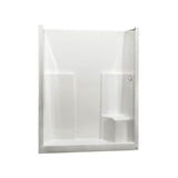 SS3660 R/L AcrylX Alcove Center Drain One-Piece Shower in White