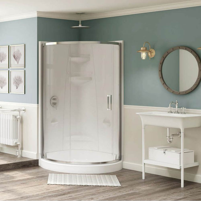 Maax - Freestyle 37 Round 37 x 37 Acrylic Corner Center Drain Two-Piece Shower in White - White