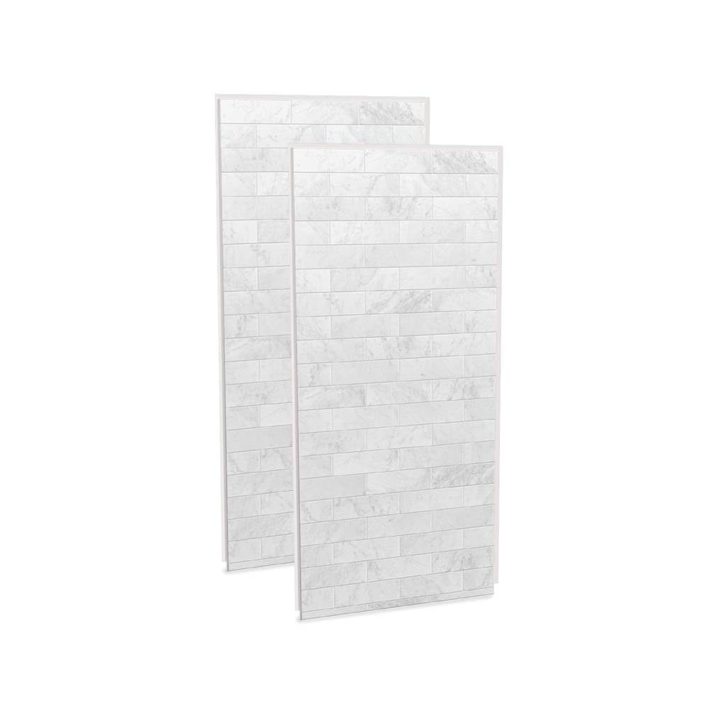 Utile 3636 Composite Direct-to-Stud Two-Piece Corner Shower Wall Kit in Marble Carrara