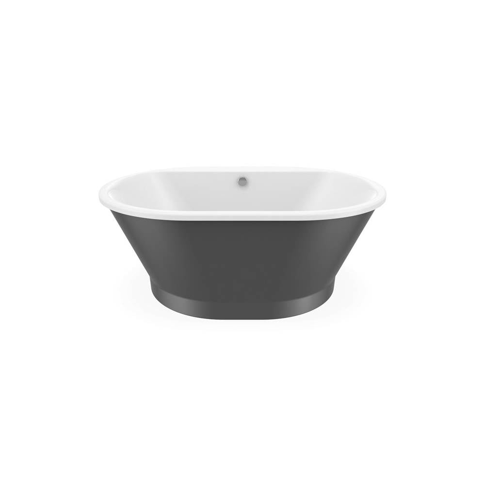 Brioso 6042 AcrylX Freestanding Center Drain Bathtub in White with Thundey Grey Skirt