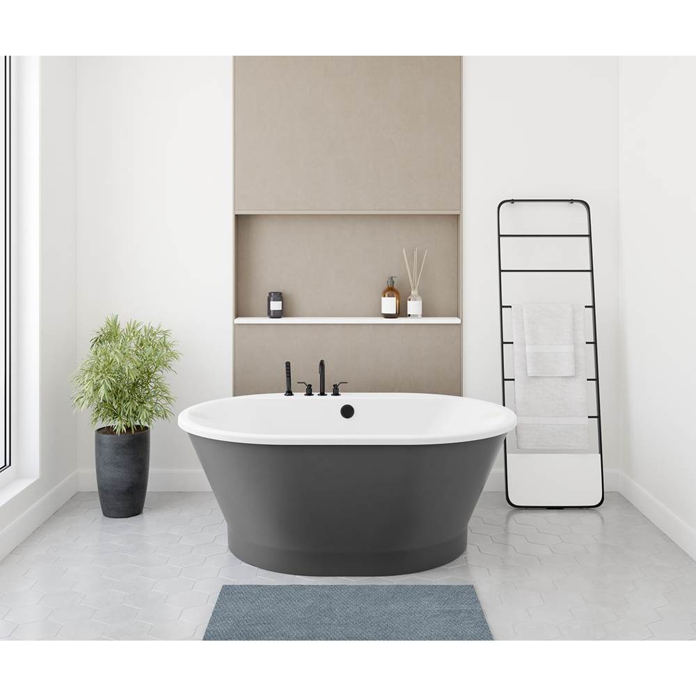 Maax - Brioso 6042 AcrylX Freestanding Center Drain Bathtub in White with Thundey Grey Skirt - Thunder Gray