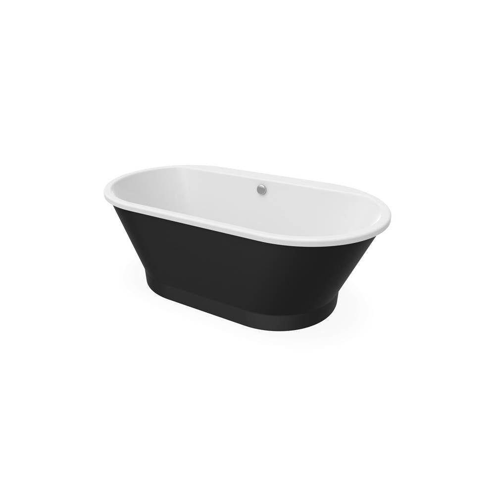 Brioso 6636 AcrylX Freestanding Center Drain Bathtub in White with Black Skirt