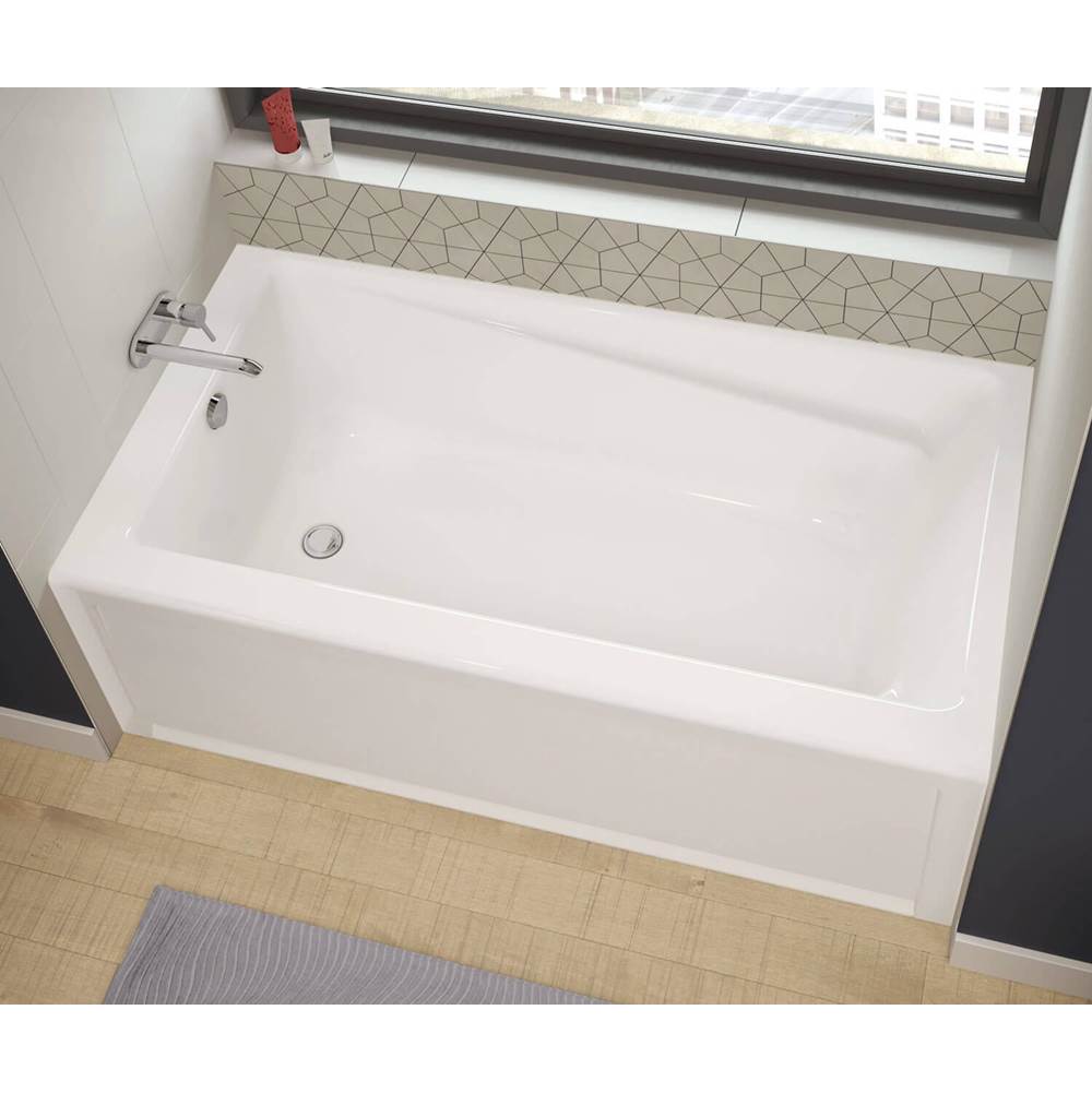 New Town 6032 IFS Acrylic Alcove Left-Hand Drain 10 Microjets Bathtub in White