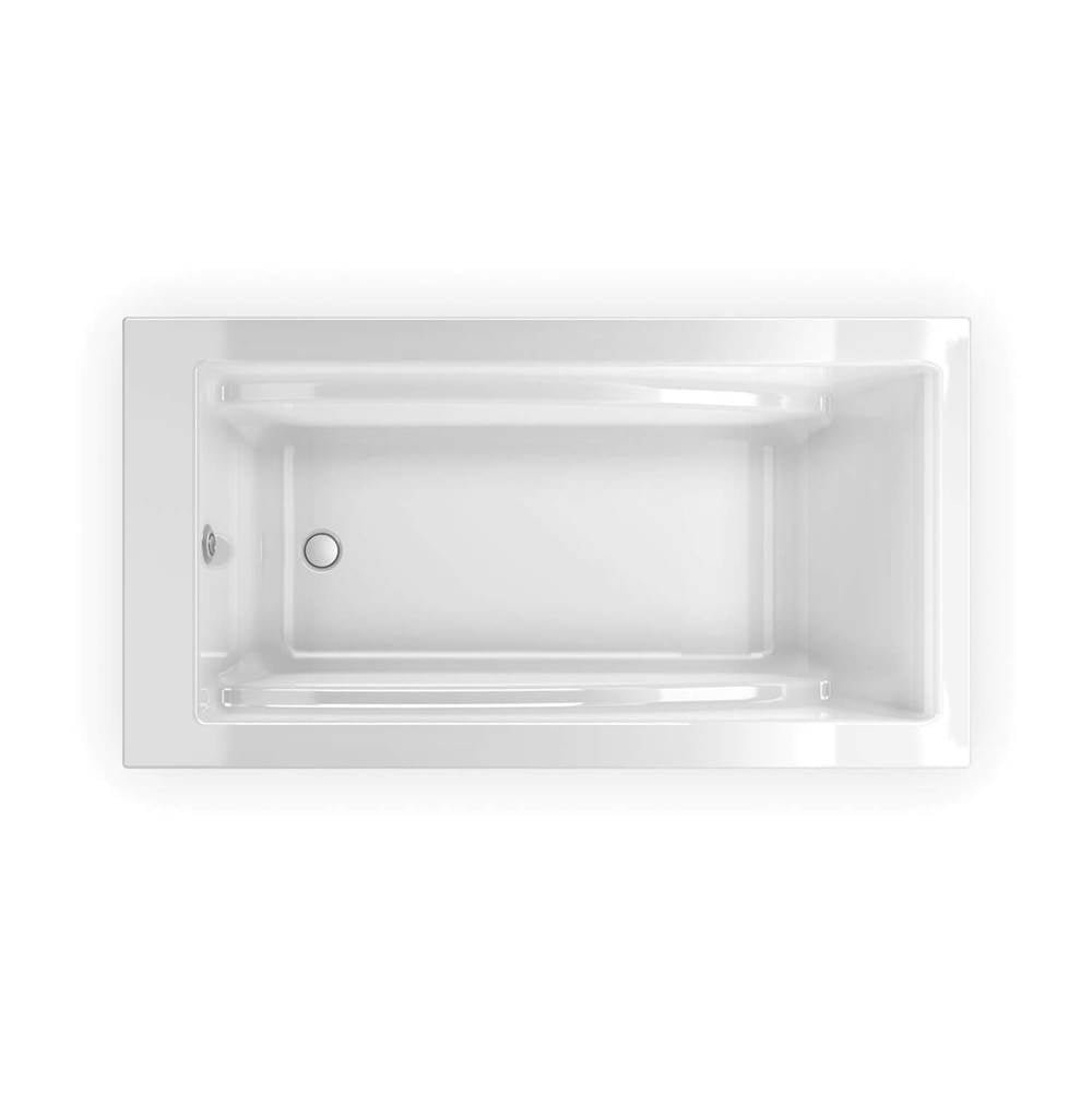 Optik 6032 F Acrylic Freestanding End Drain Bathtub in White with White Skirt