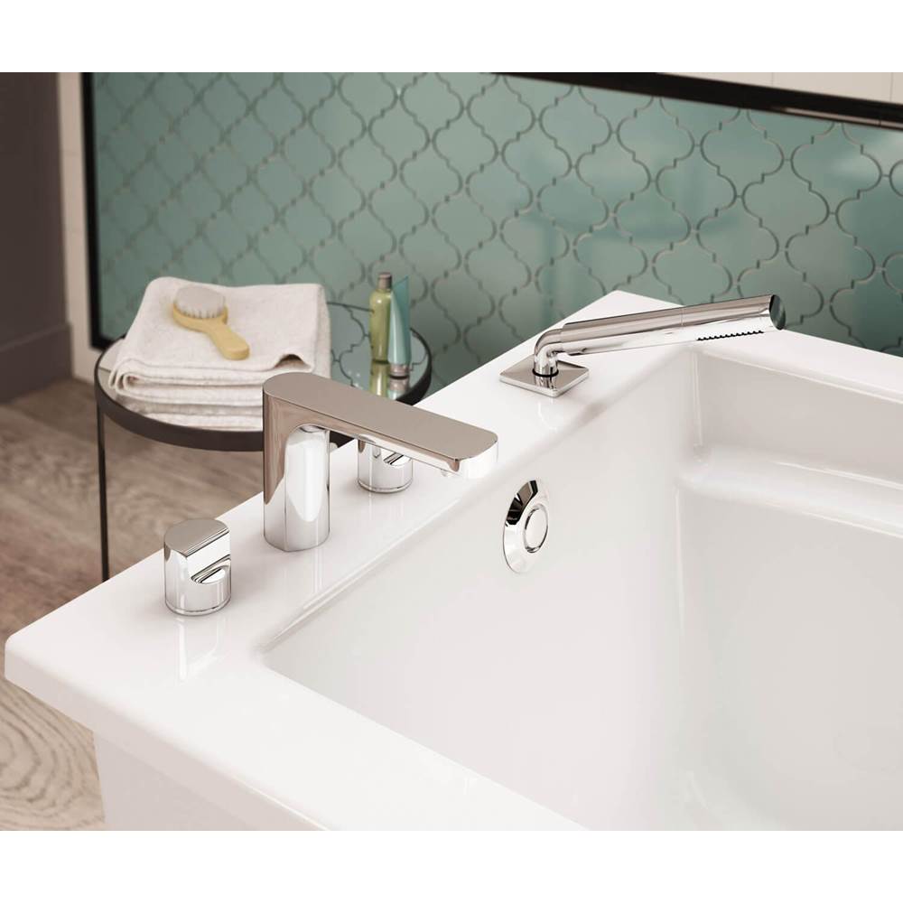 Optik 6032 F Acrylic Freestanding End Drain Bathtub in White with White Skirt