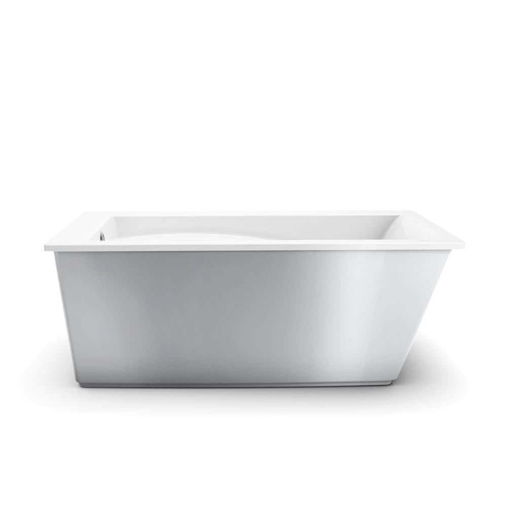 Optik 6032 F Acrylic Freestanding End Drain Aerofeel Bathtub in White with Sterling Silver Skirt