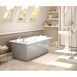 Maax - Optik 6032 F Acrylic Freestanding End Drain Aerofeel Bathtub in White with Sterling Silver Skirt - Sterling Silver