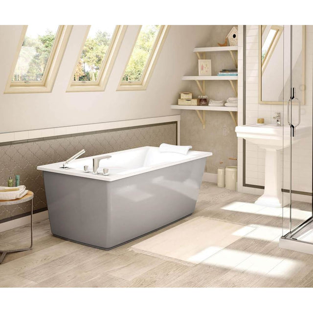 Maax - Optik 6032 F Acrylic Freestanding End Drain Aerofeel Bathtub in White with Sterling Silver Skirt - Sterling Silver