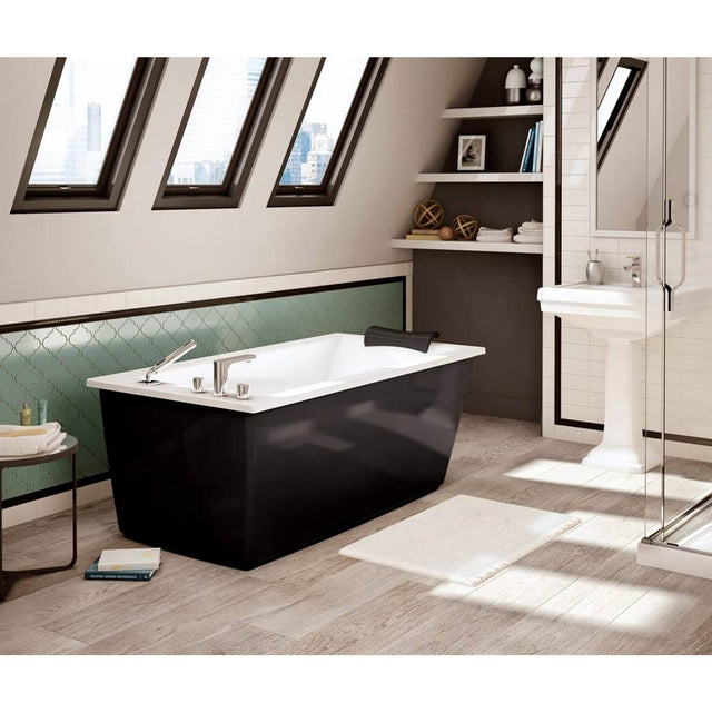 Maax - Optik 6032 F Acrylic Freestanding End Drain Aerofeel Bathtub in White with Black Skirt - Black