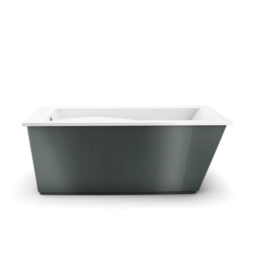 Optik 6032 F Acrylic Freestanding End Drain Aerofeel Bathtub in White with Thunder Grey Skirt